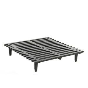heavy cast iron log grate for outdoor fireplace by Feu Ardent