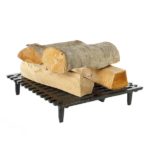 porte buches fonte pour foyer exterieur bois 1 porte-bûches de fonte pour foyer extérieur 19 x 19.5 x 4 avec bois