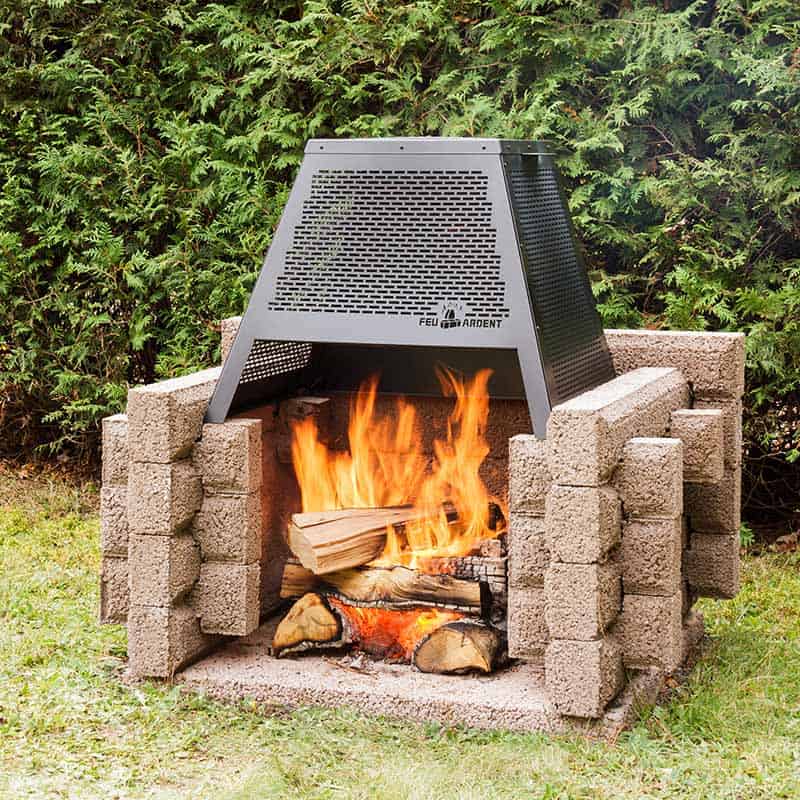 foyer exterieur pique-nique rang additionnel pare-etincelles