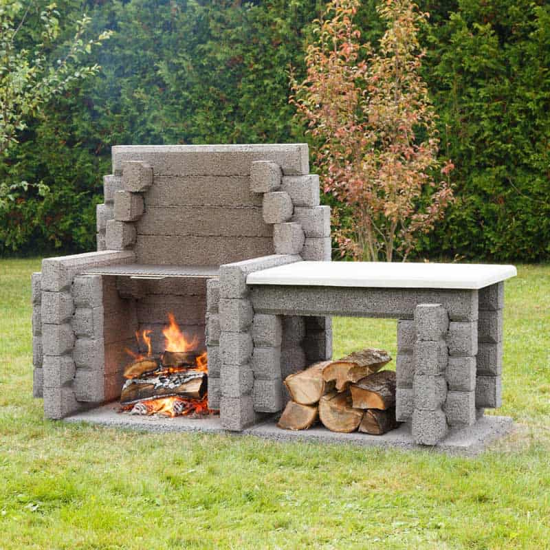 Foyer d'extérieur Campagnard à dossier avec la grille à steak en stainless