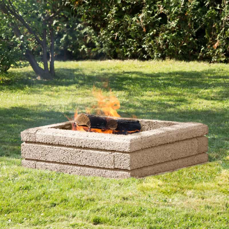 pierre foyer extérieur camping rehaussé, couleur beige